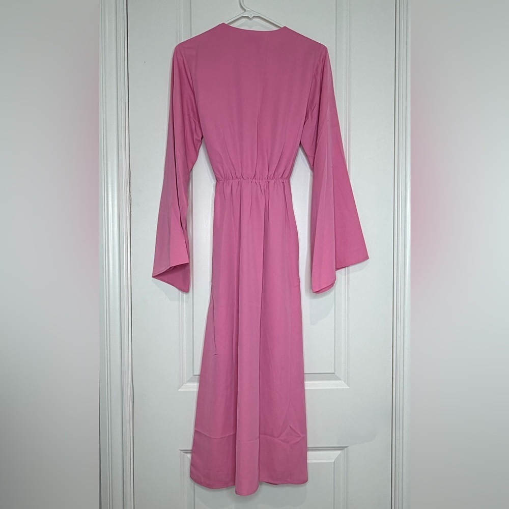 Pretty Lavish Josephine knot-detail woven midaxi dress Candy pink Women’s 2 XS - Picture 7 of 16